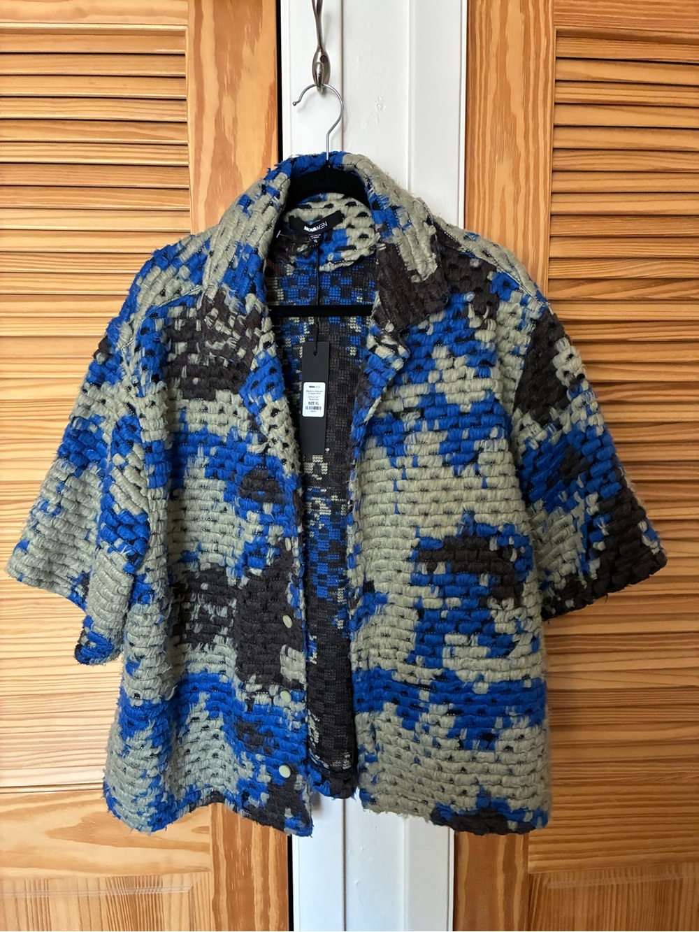 Fashion nova men Chunky Crochet Jacket in Blue, Olive & Black size 2xl